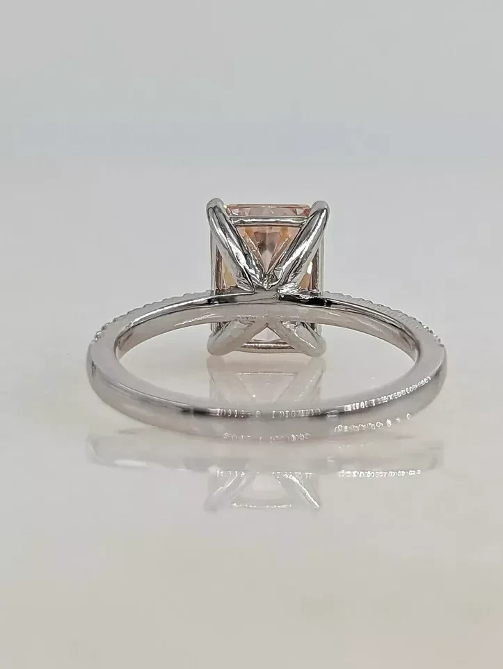 3.20 Ct Radiant Cut IGI Lab Created Diamond Ring 950 Platinum Fancy Vivid Pink