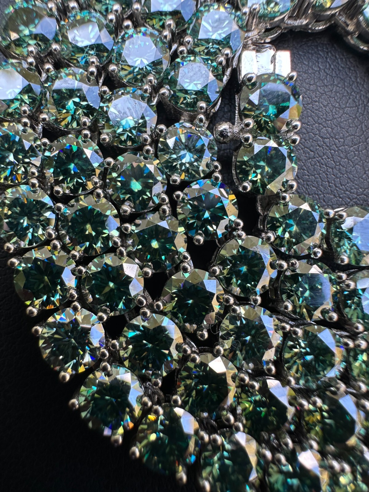 Blue Green MOISSANITE 5mm Tennis Chain 925 Silver Iced Necklace Passes Tester