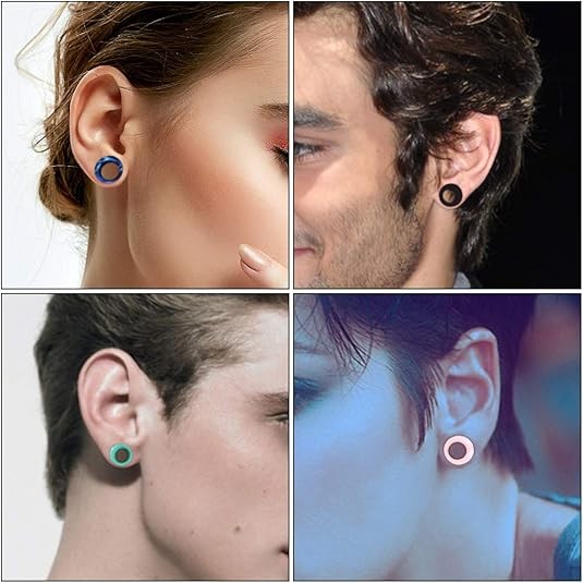 20PCS Hard Silicone Ear Tunnels Plugs Gauges Double Flared Stretching Kit 2G-1″