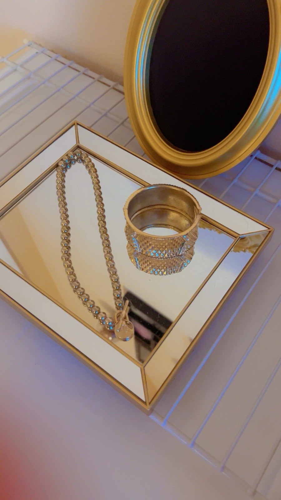 Vintage Lauren Ralph Lauren RL Toggle Ball Bead Necklace Gold Tone