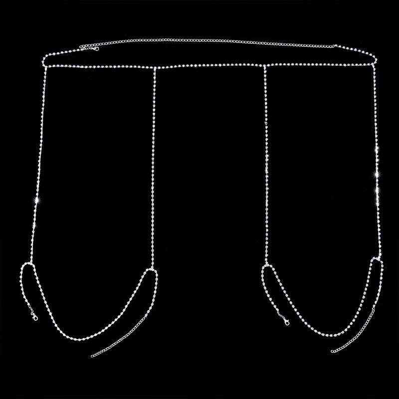 Crystal Thong Waist Chain Leg Chain Lingerie Underwear Panties Women Swimsuit Bi