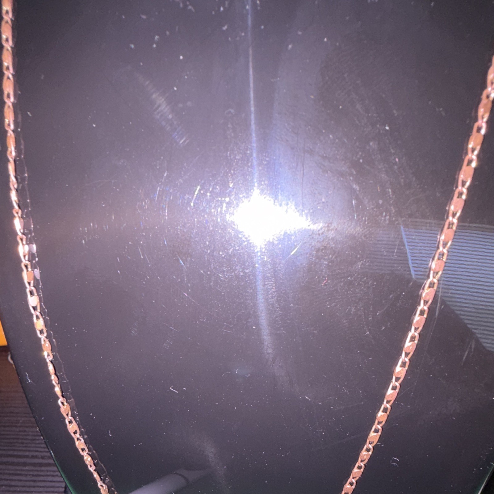 Gold Tone Metal Figaro Chain Style Necklace No Stone Undated Era
