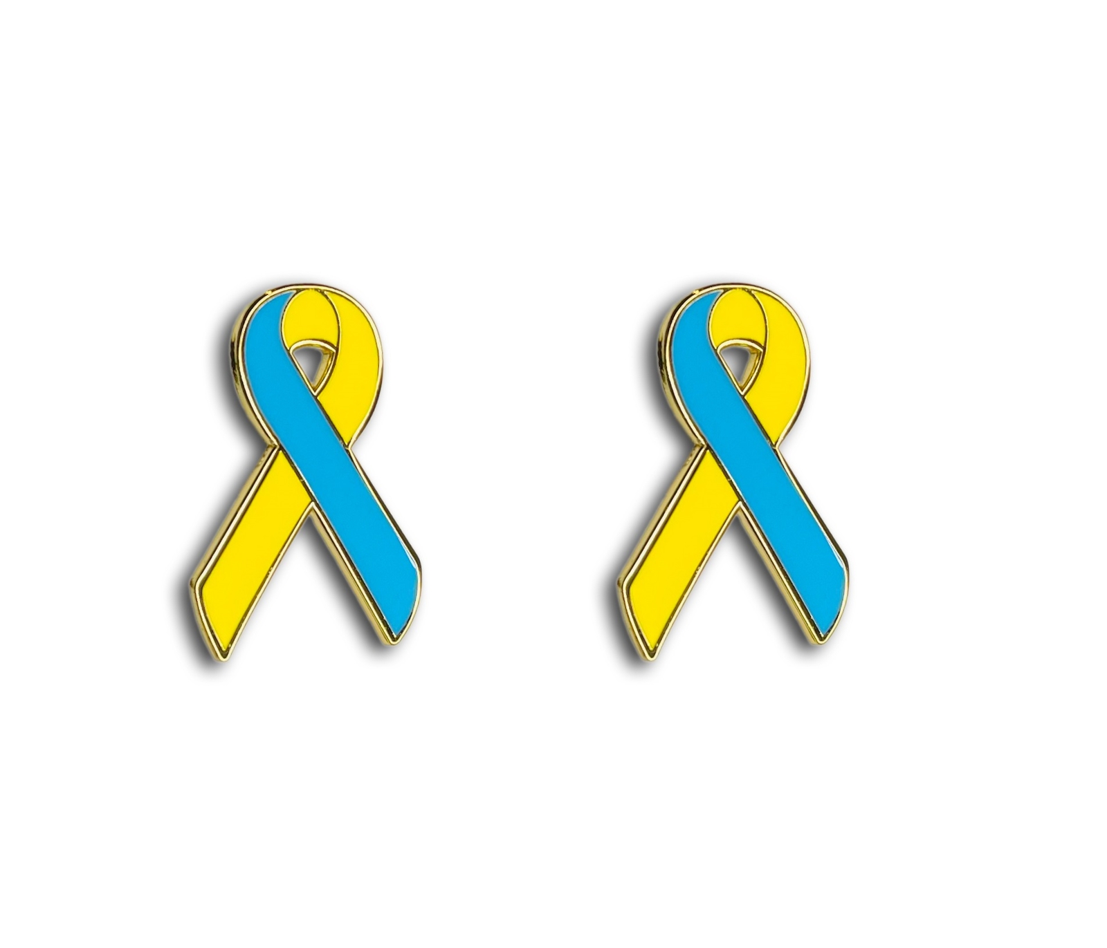 Ukraine Awareness Ribbon Pin – Blue & Yellow Ukrainian Flag Crossed Badge Pin