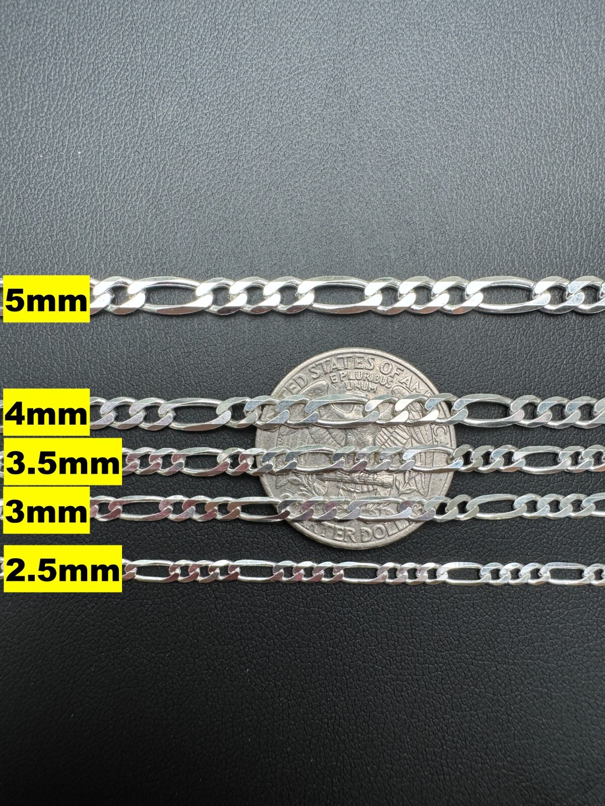 Figaro Link Chain Or Bracelet (2.5-10mm) Solid 925 Sterling Silver UNPLATED