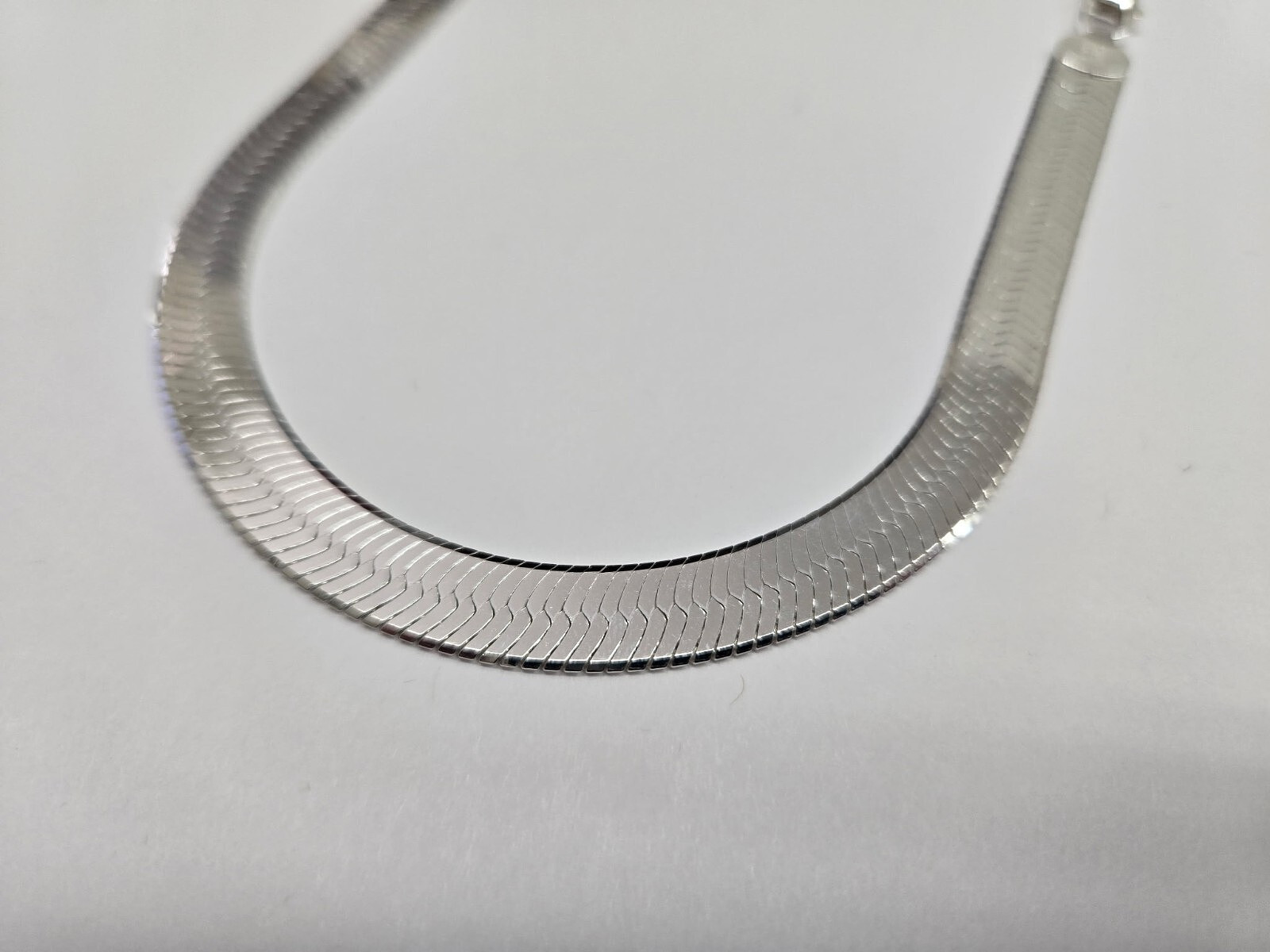 925 Sterling Silver Thick Beveled Edges Herringbone Chain Necklace 9mm 7″ to 30″
