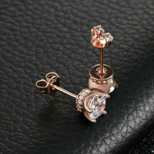 2Ct Lab Created Diamond Gorgeous Six Prong Stud Earrings 14K Rose Gold Over