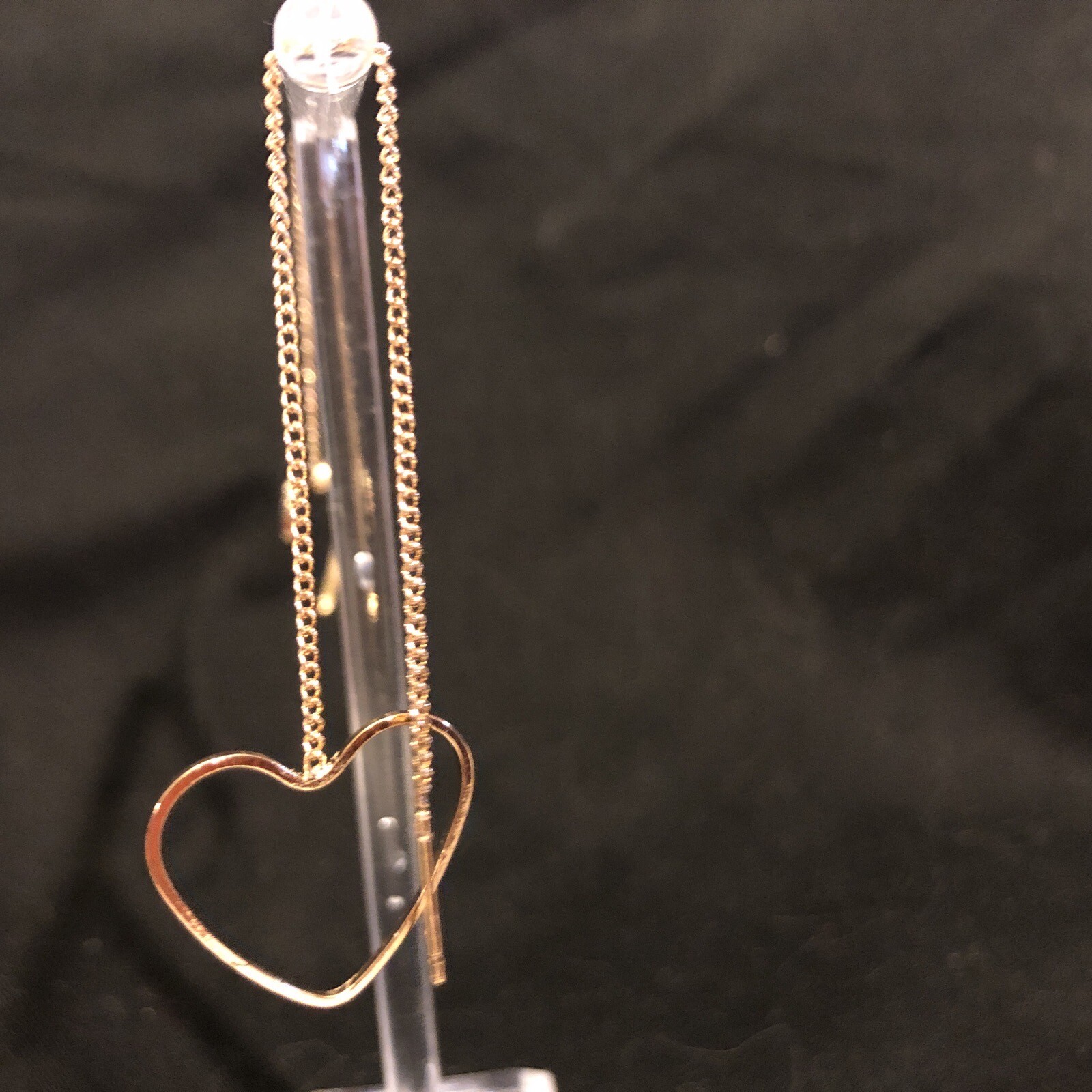 Open Heart Gold Color Threader Earrings W/chain You Pick Length New Without Tags