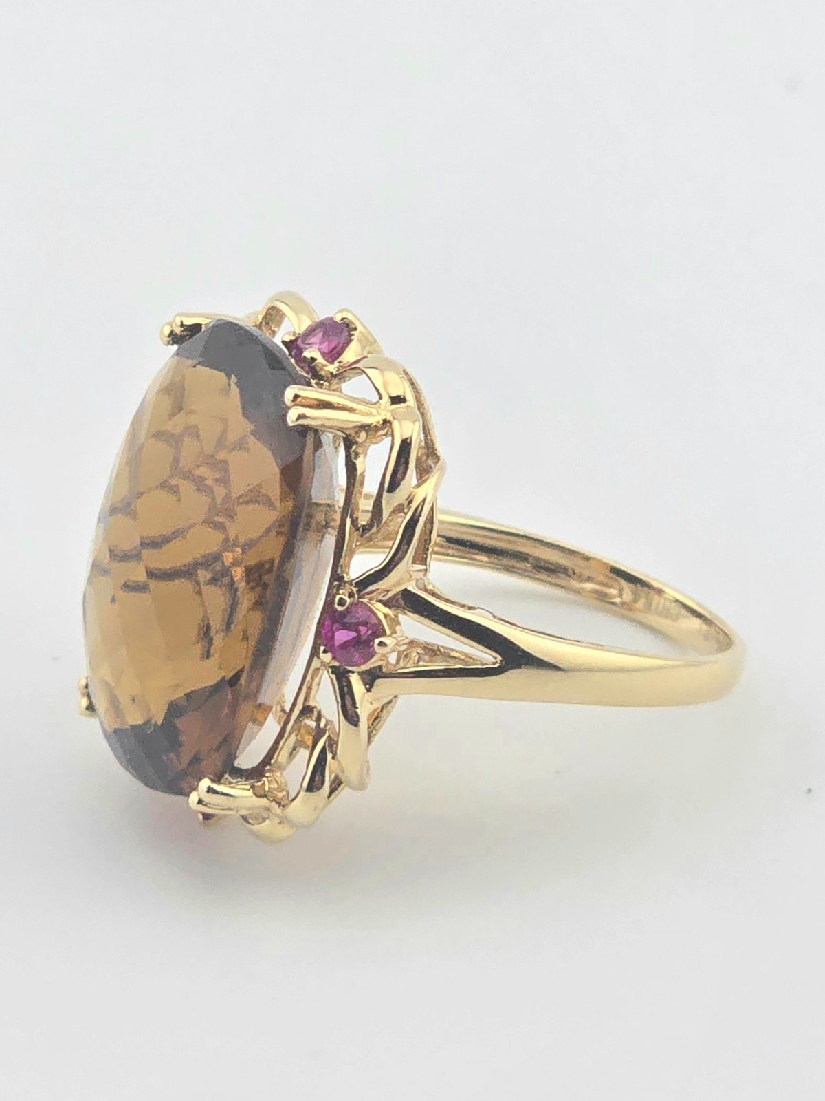 14KY HONEY CITRINE ~12CT RUBY ~0.25CTW RING SIZE 6.5 – 692546