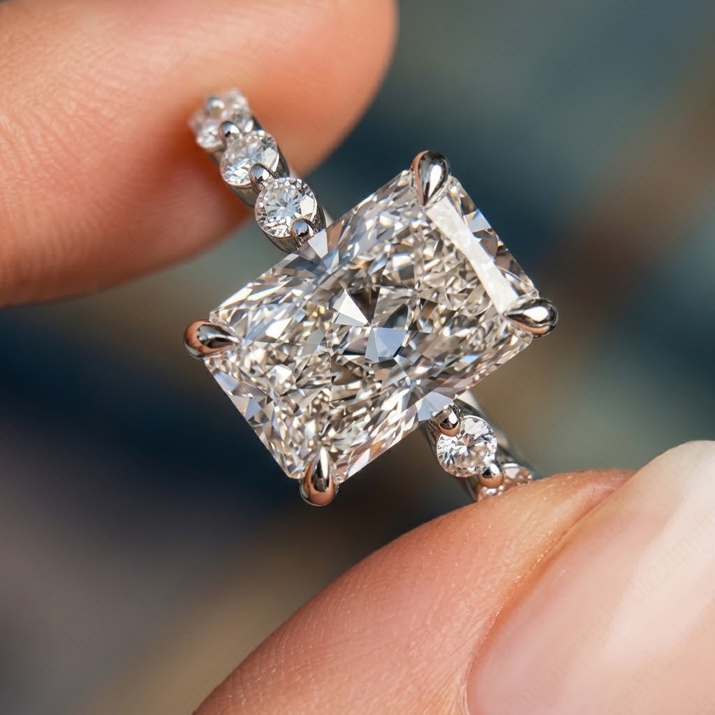IGI 2.0Ct Radiant Cut E VVS2 Lab Grown Diamond Engagement Ring in 14K White Gold