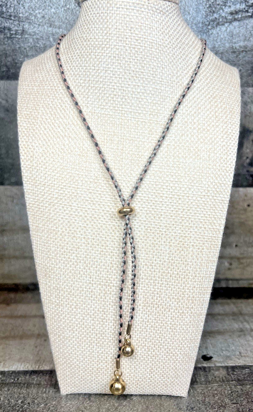 Plunder Necklace (new) OWEN – BLACK, GRAY, PINK CORD 19.5″-22.5″ NEW in Box