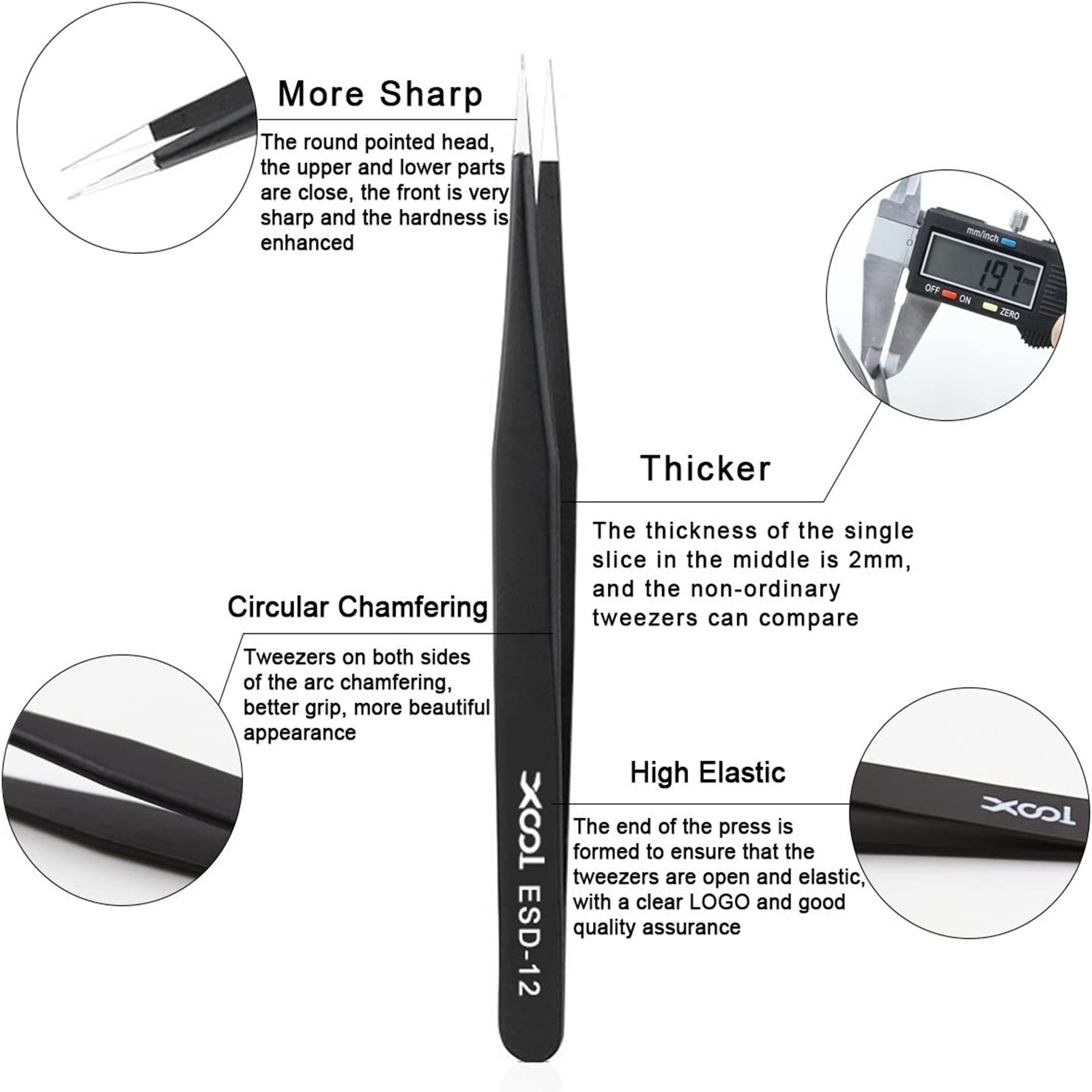 9 Pcs Maintenance Repair Stainless Steel Tools Kit ESD Anti-static Tweezers Set