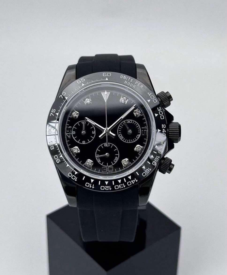 Black Chrono Mod | Diamond Index Dial | Ceramic Tachymeter | VK63 Meca-Quartz
