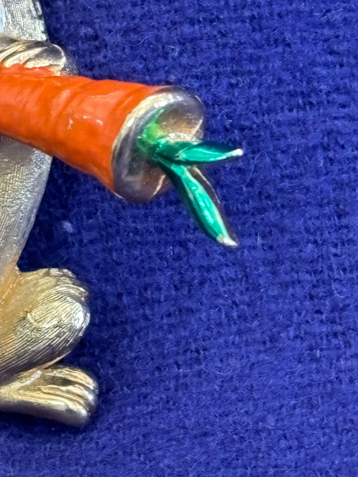 RARE SIGNED BOUCHER EASTER BUNNY RABBIT WITH ENAMEL GLASS EYES COSTUME JEWLERY