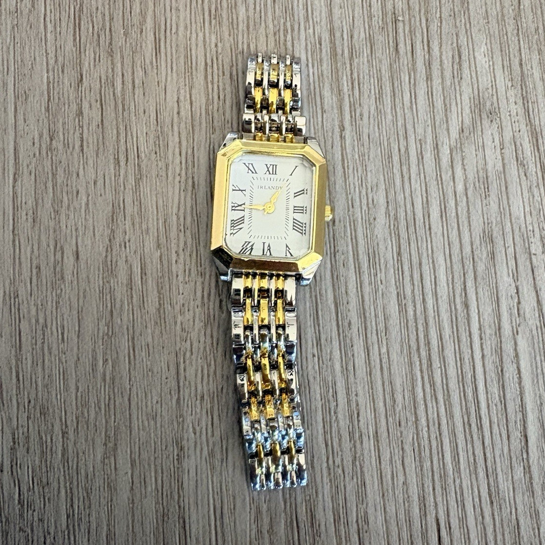 Hilandy Women’s Two-Tone Gold/Silver Rectangular Quartz Watch Roman White Dial