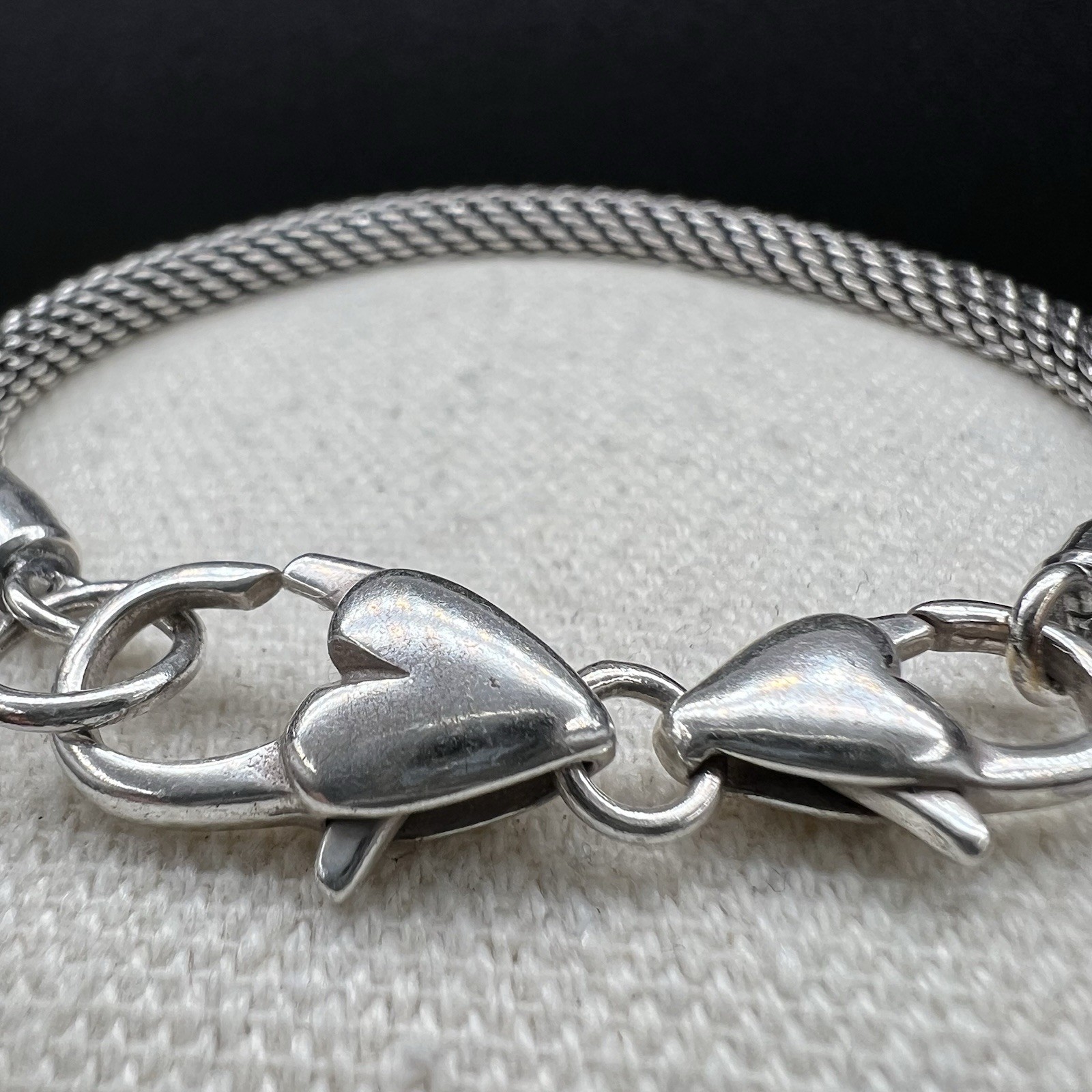 Brighton Beverly Mesh Charm Bracelet Silver Tone Bead Lobster Clasp Stack