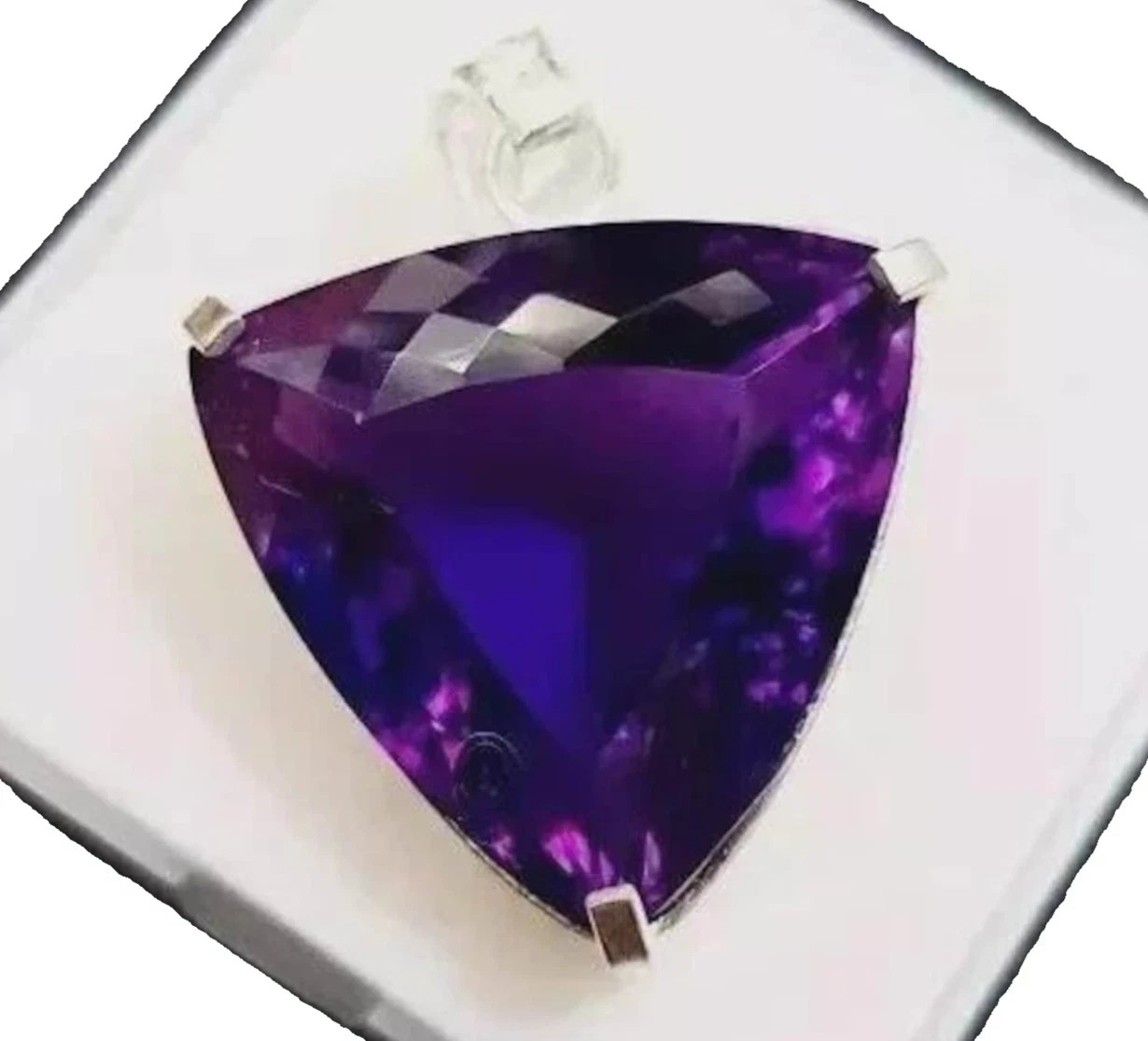 21 Ct Natural Ceylon Purple Sapphire Trillion Cut Certified Gemstone Pendant