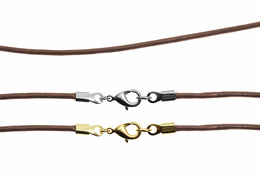 Brown Leather Cord Necklace Silver/Gold Clasp 16″ 18″ 20″ 22″ 24″ 26″ 28″ 30″