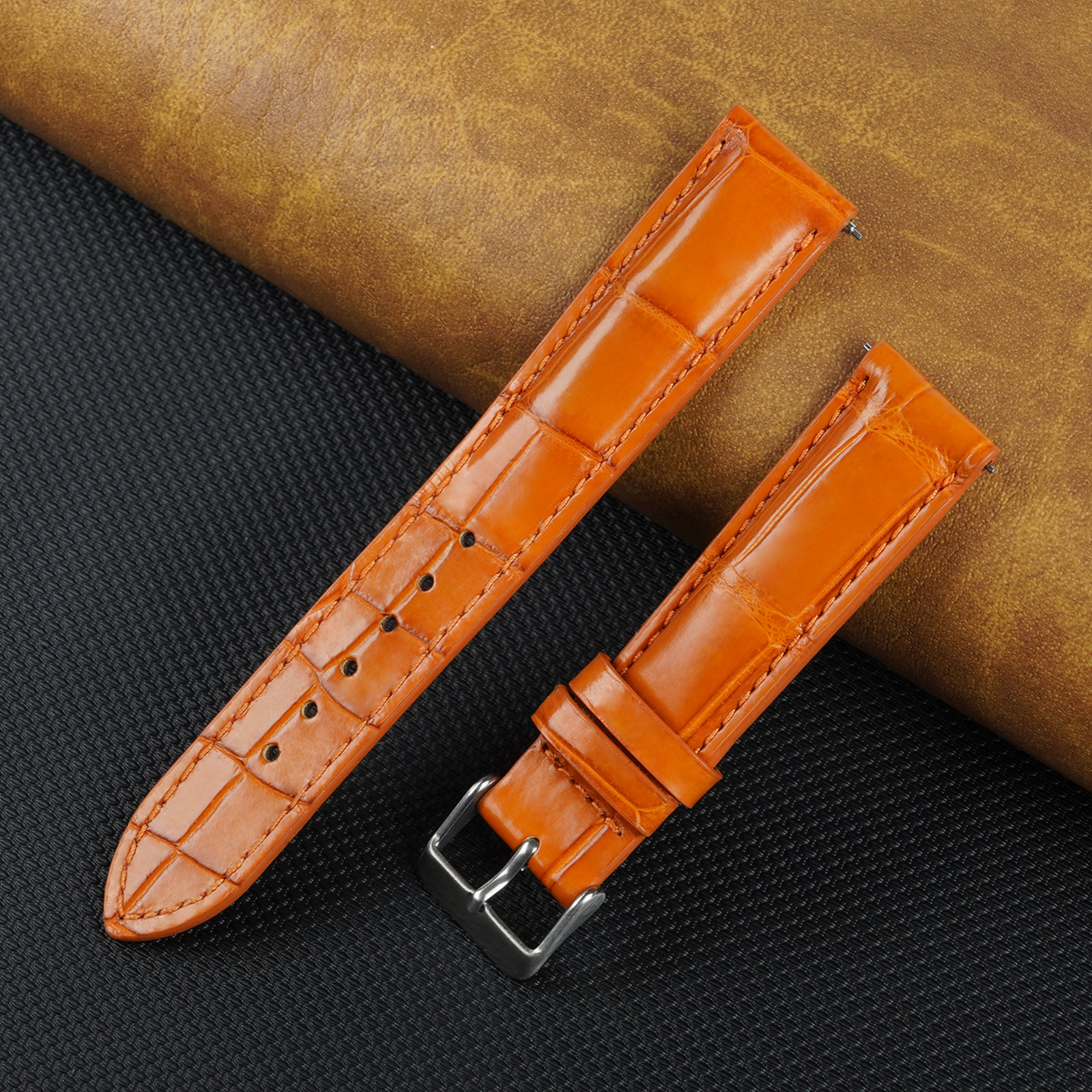 Crocodile Leather Watch Band Men Genuine Crocodile Watch Strap Quick Release