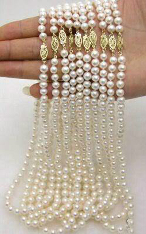 wholesale 10pc 7-8MM Natural White freshwater pearl Cultured Pearl Necklace 18″