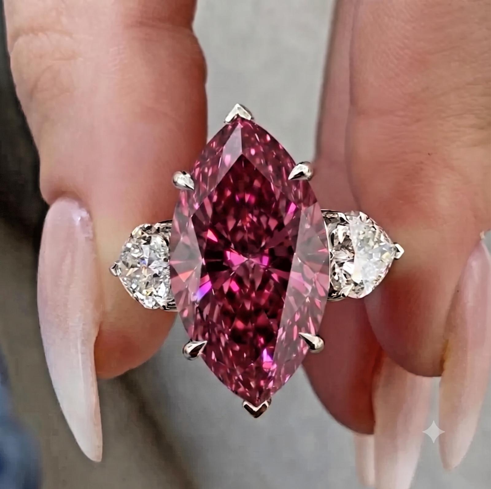 RARE 7.80 Ct Certified Pink Diamond Ring, Great Sparkle. FREE Diamond Studs