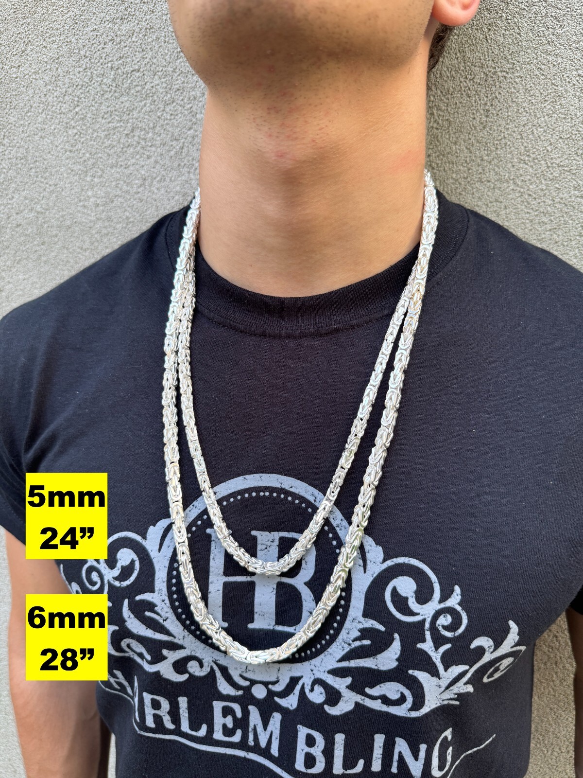 Real Solid 925 Sterling Silver Byzantine Rope Chain Mens Necklace 2.5-6mm 18-30″