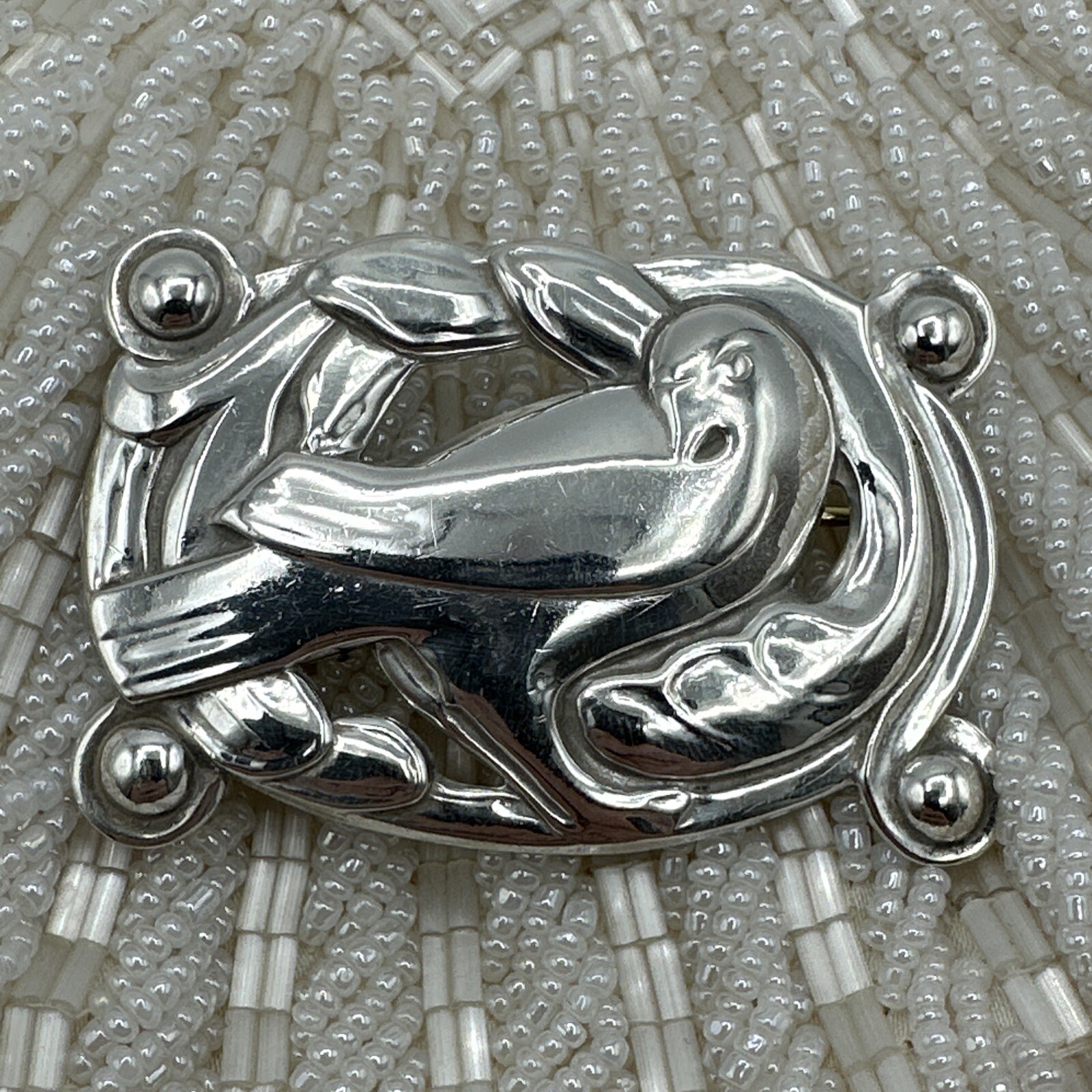 Vintage Coro Norseland Sterling Silver Large Dove Pin Brooch #364
