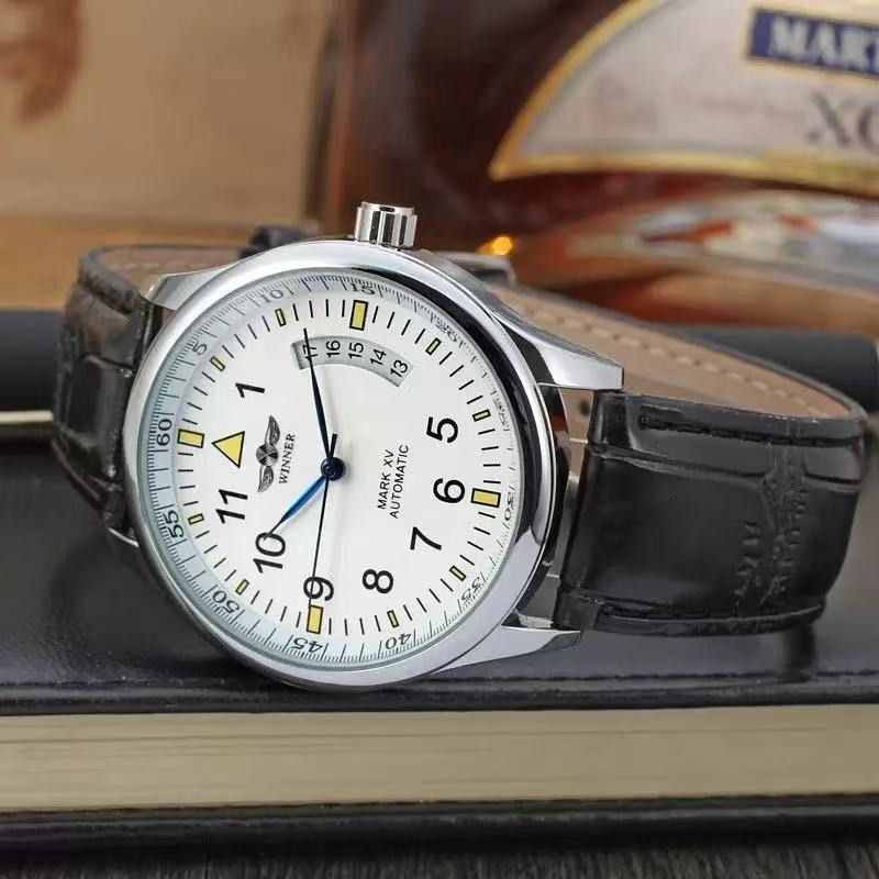 Mens Automatic Mechanical business Watch Alloy Self-winding minimalist Gift