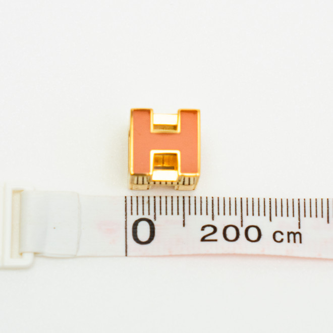 HERMES Cage d’H Cube Pendant Top Charm Orange Lacquer Gold Tone Auth No Chain
