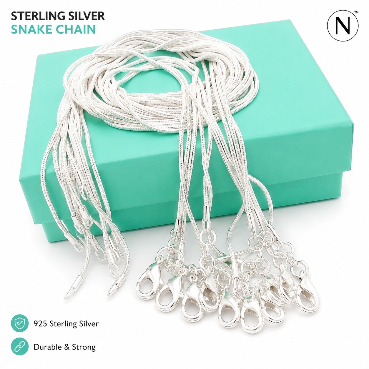 10PCS wholesale 925 sterling solid silver 1MM 16-30inch snake chain necklace