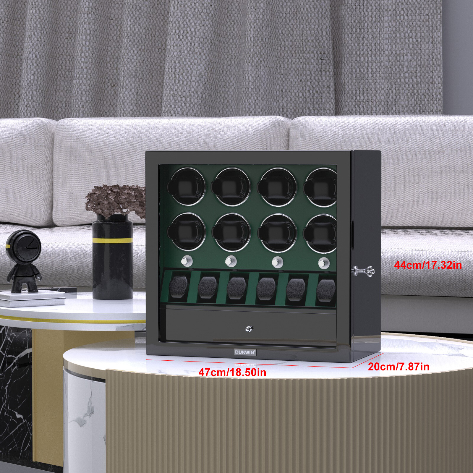 New Compact LED Automatic 8 Watch Winder With 6 Watches Display Storage Box Gift