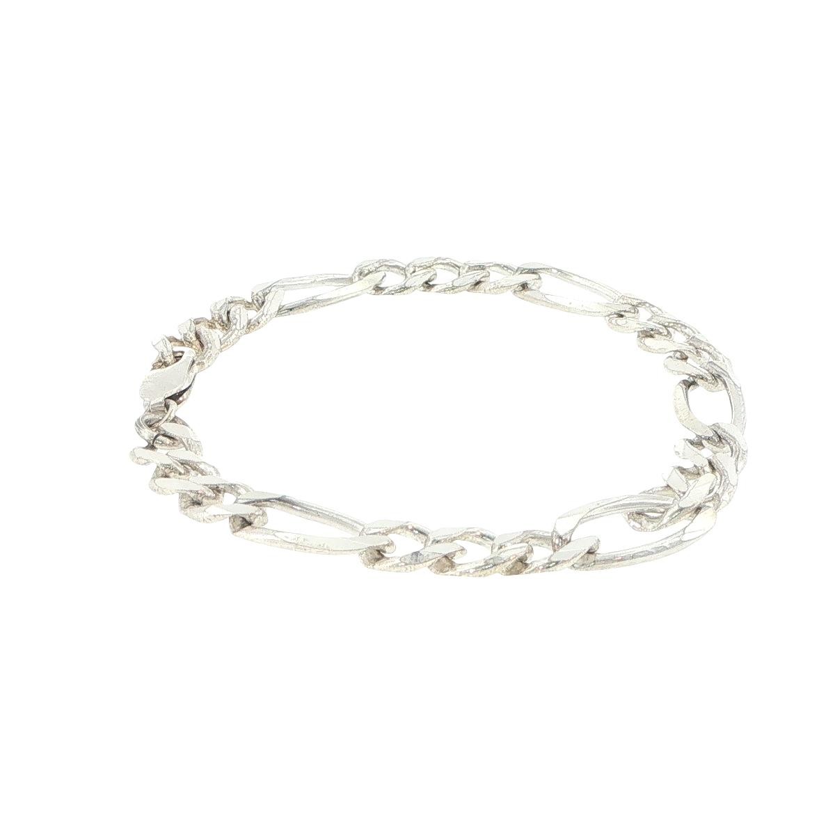 Sterling Silver 7.6mm Figaro Link Bracelet
