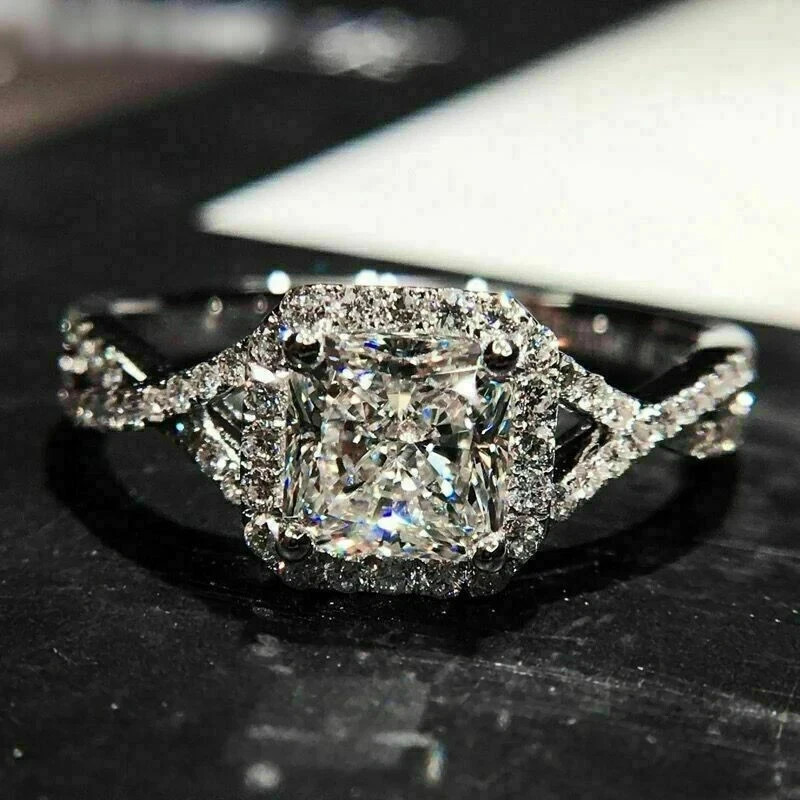 14K White Gold Over 1.50Ct Lab Created Diamond Infinity Engagement Wedding Ring