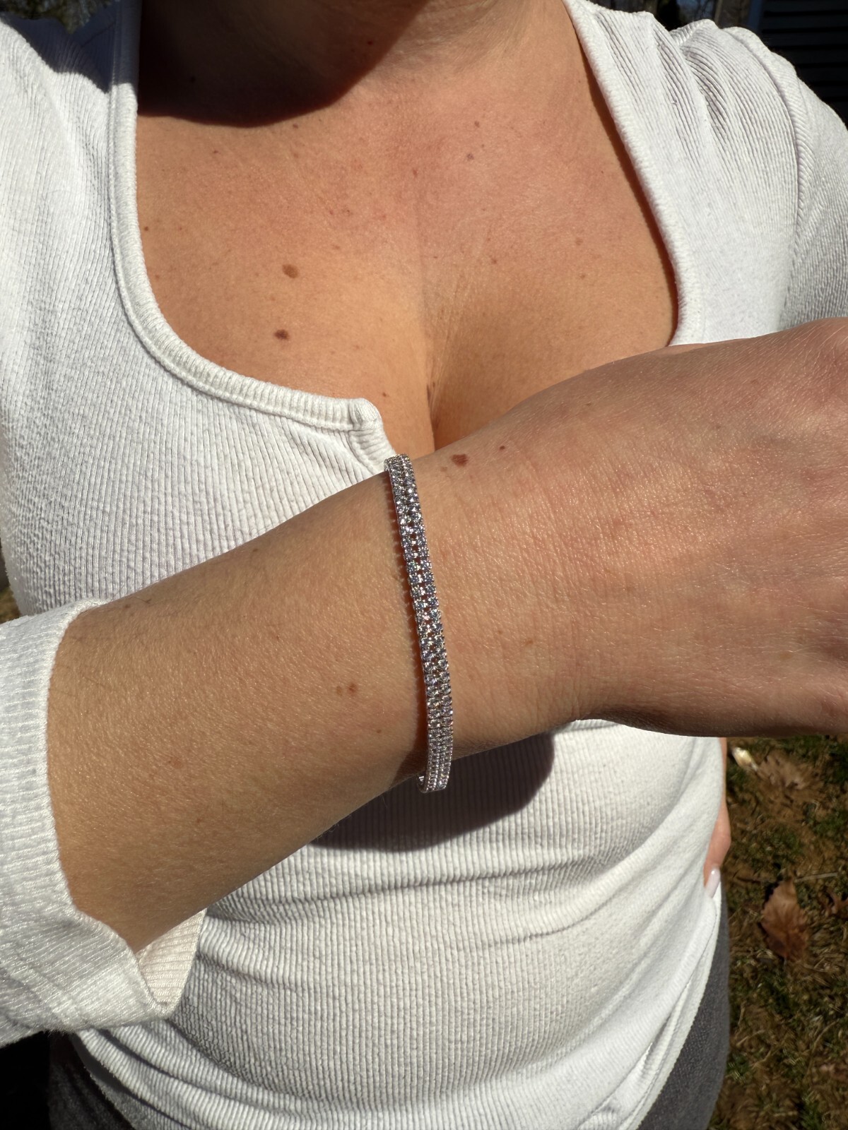 Real 925 Sterling Silver Micro Two Row 4.5mm Tennis Bracelet CZ 6-8″ Iced