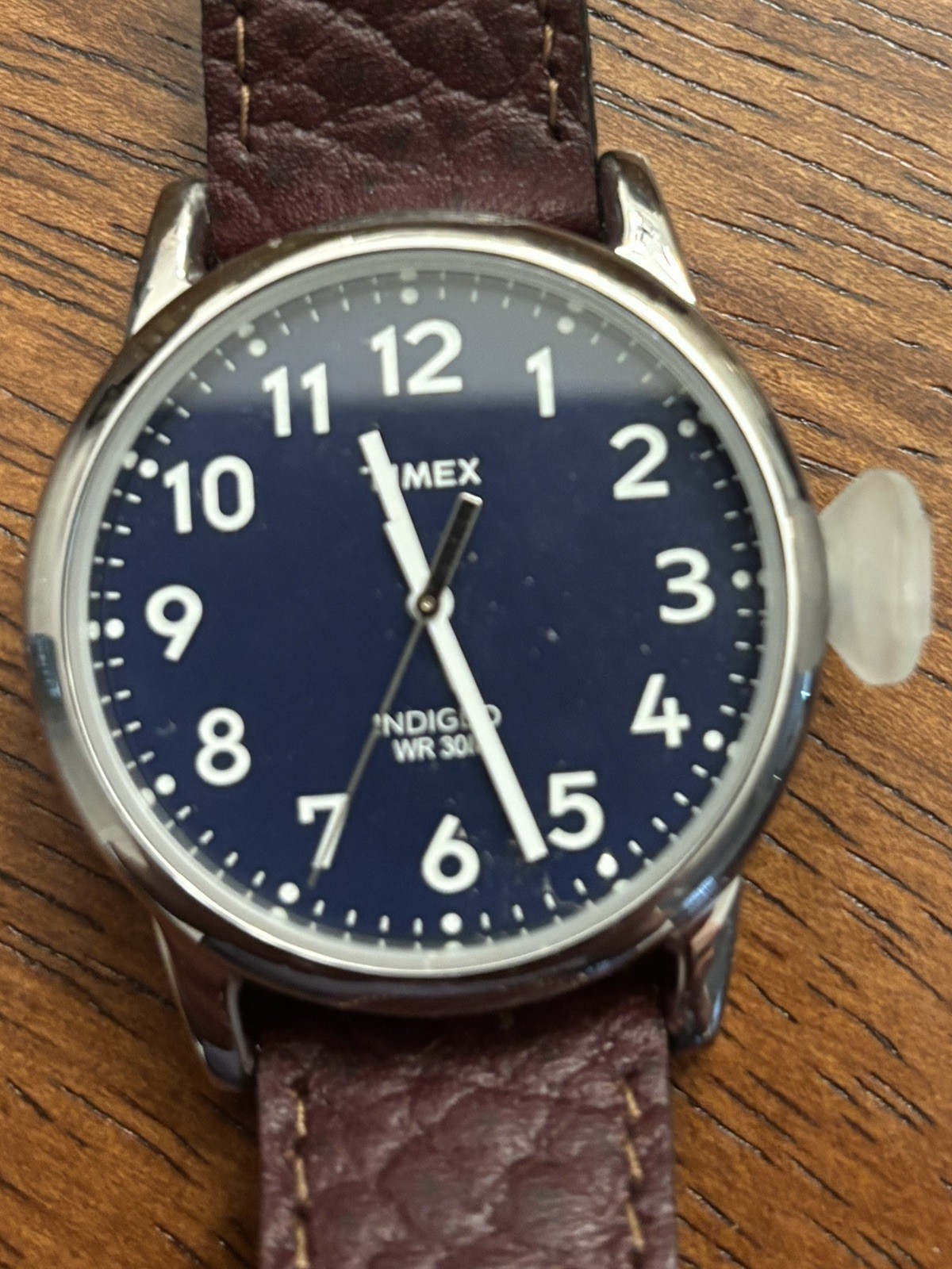 Timex Easy Reader Indiglo Mens Watch 35mm Blue Dial Brown Leather New Battery