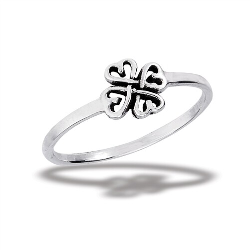 STERLING SILVER Celtic Four Heart Clover Ring