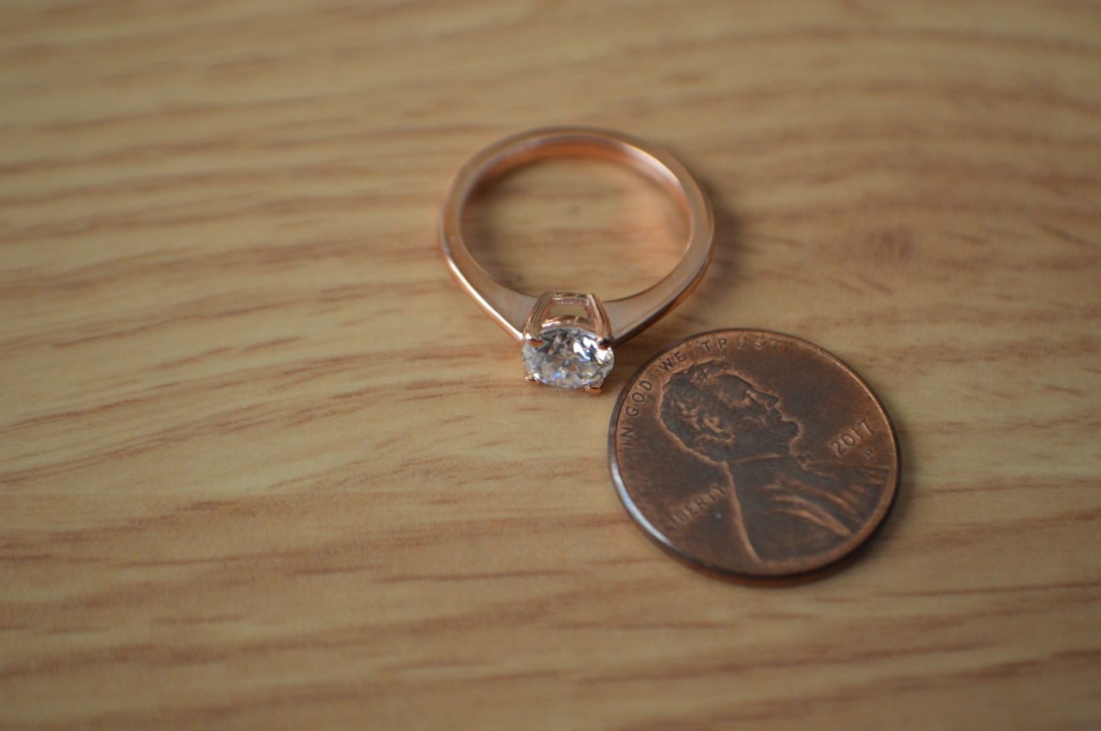 0.75ct Moissanite Solitaire Ring 18k Rose Gold Plated over Fine Silver Size 5