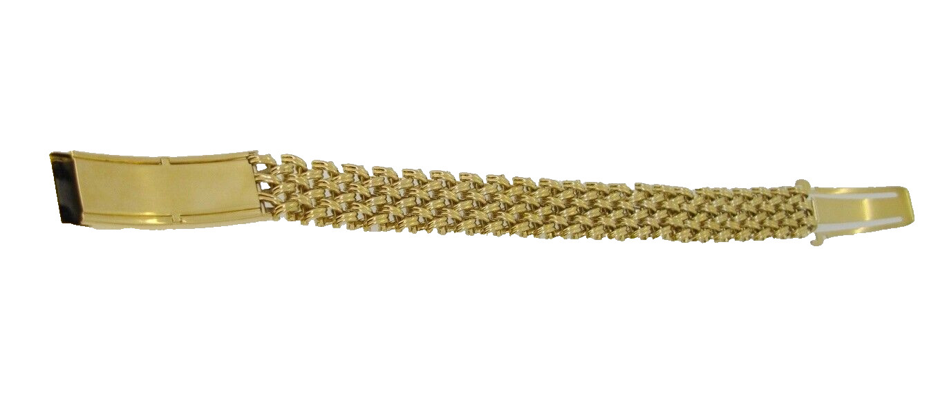 Bracelet Speidel ID Identification Gold Electroplate Woven Links 7.5 in Vintage