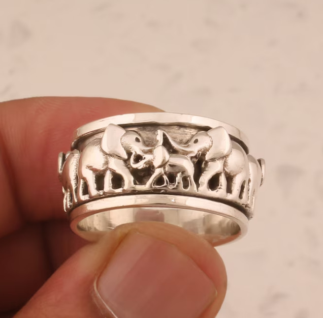 Elephant’s 925 Silver Spinner Ring Handmade Sterling Band Ring All Size SR388