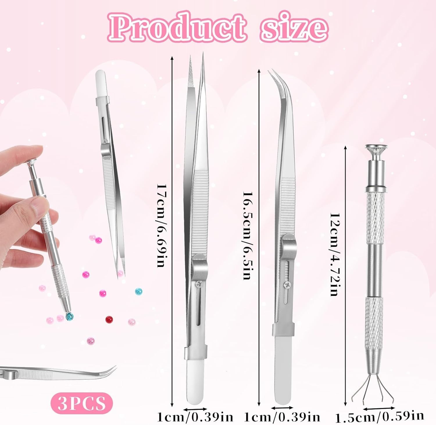 Durable Slide-Locking Jewelry Tweezers Set – 3 Pack Stainless Steel Precision