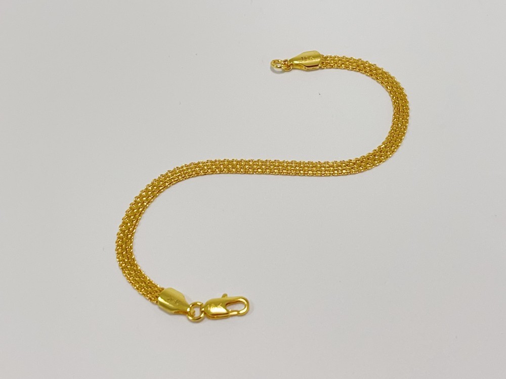 Solid 18K Yellow Gold AU750 Multiple Layer Wide Bracelet Bangle Chain 8inch