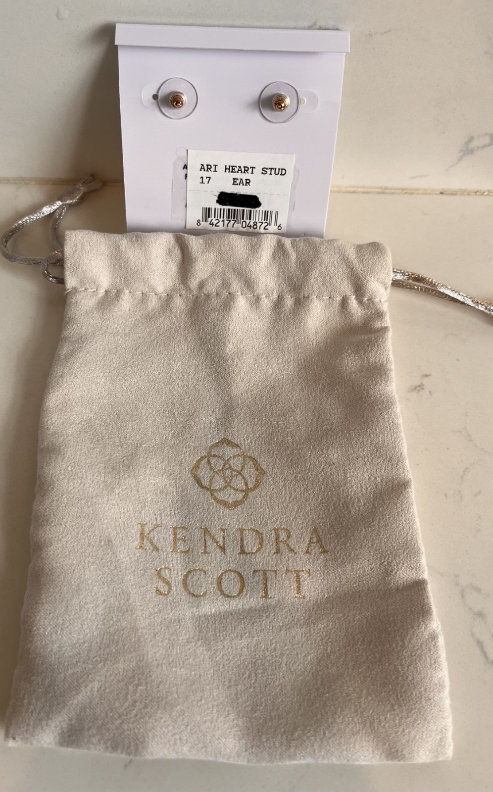 Kendra Scott Ari Light Pink Drusy Heart Stud Earrings in Rose Gold NWT