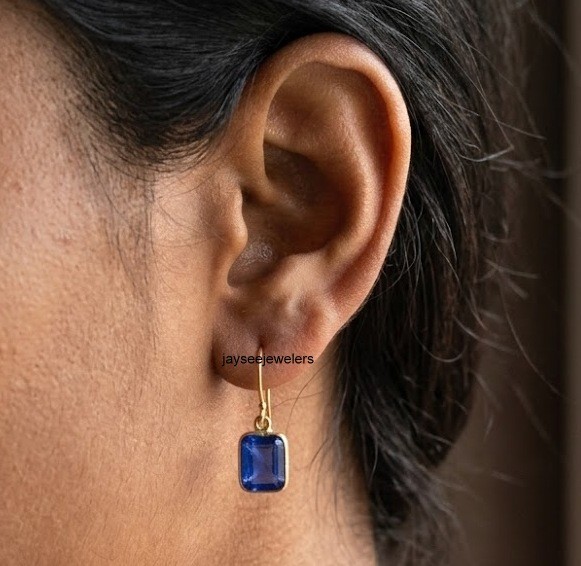 925 Sterling Silver Sapphire Gemstone Earring Jewelry Gift For Valentine’s Day