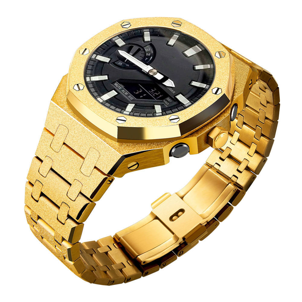 Frost Gold Stainless Steel Bezel AP Mod Kit Case Band Strap for G-SHOCK GA-2100