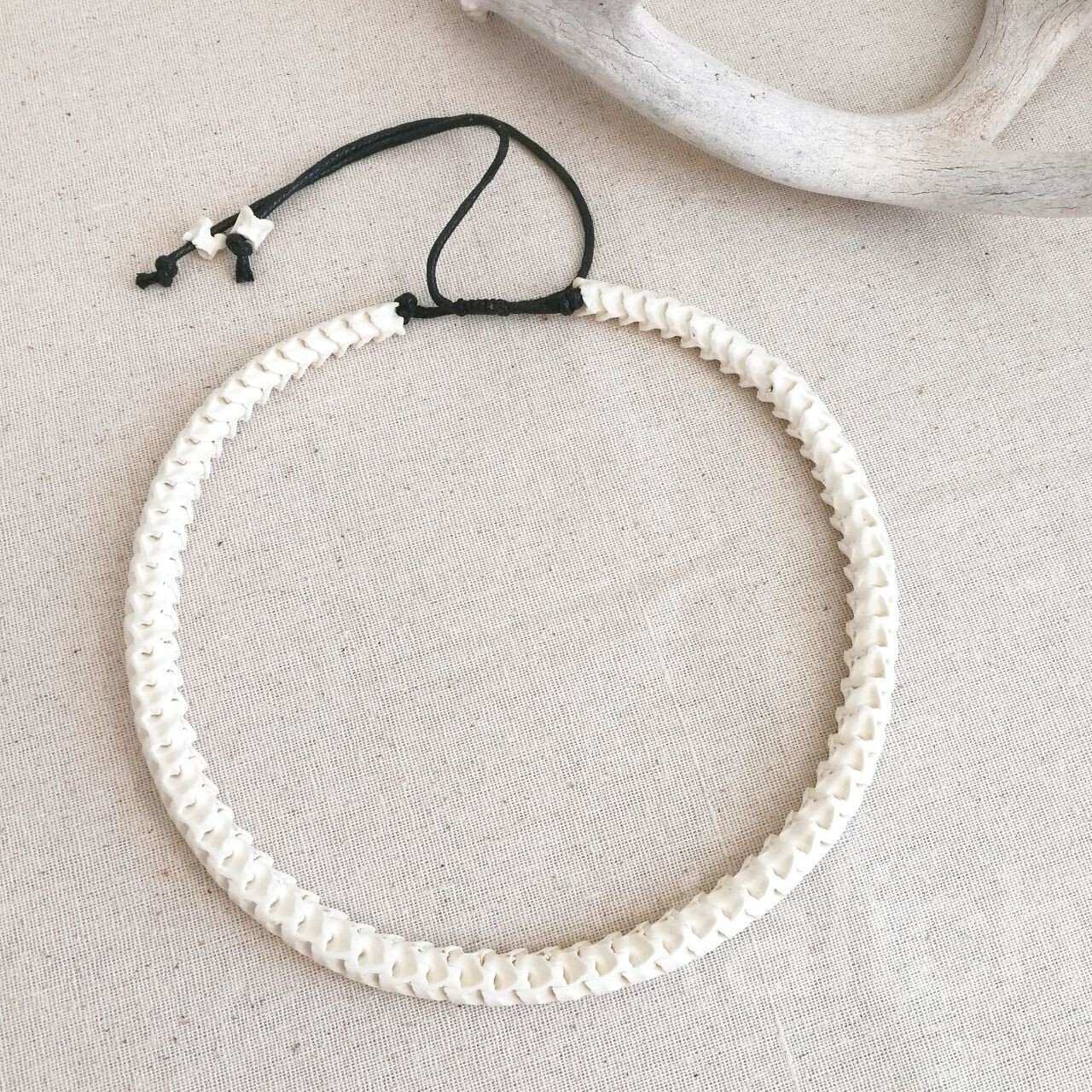 Real Snake Vertebrates Bone Hand Braided Necklace White Adjustable Unisex Cool