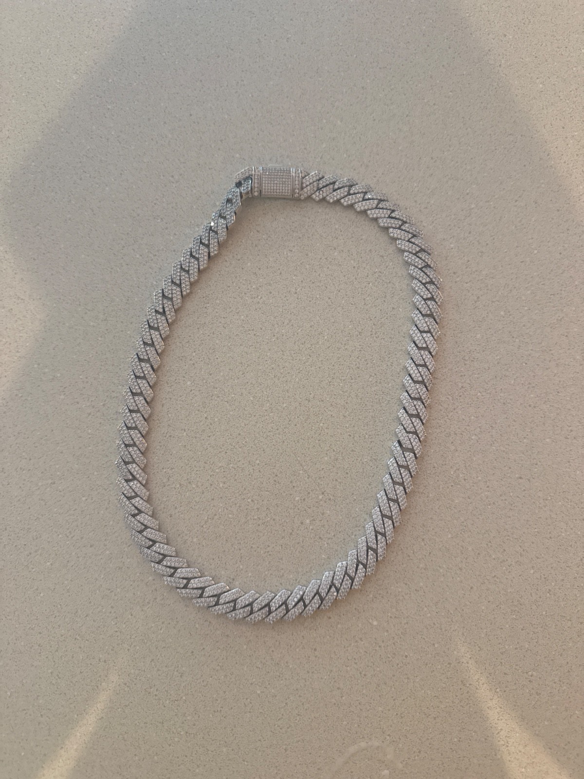 iced out cuban 925 silver preowned necklace