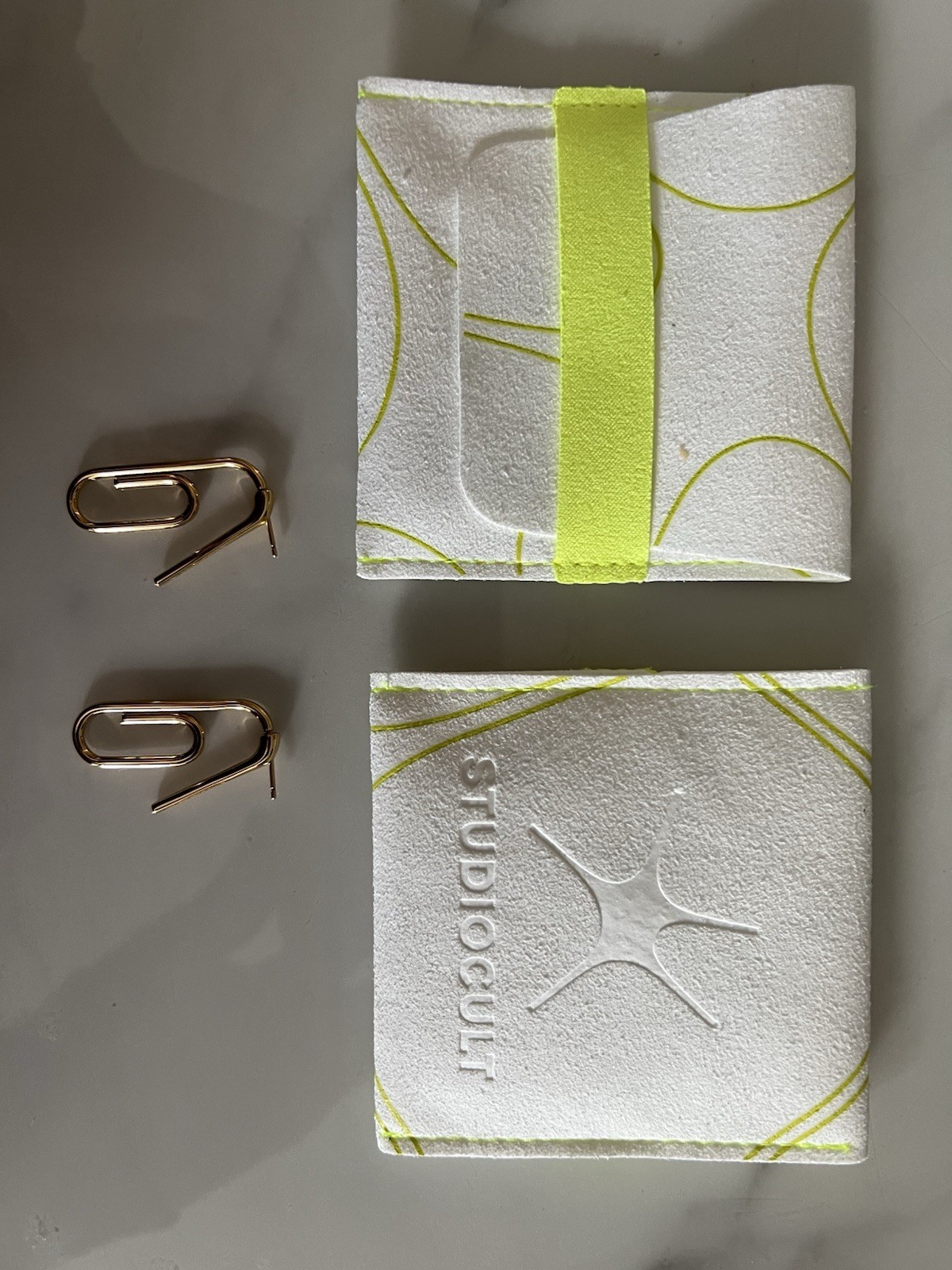 STUDIOCULT Paper Clip Dangle Earrings Gold Stainless Steel 4.5cm