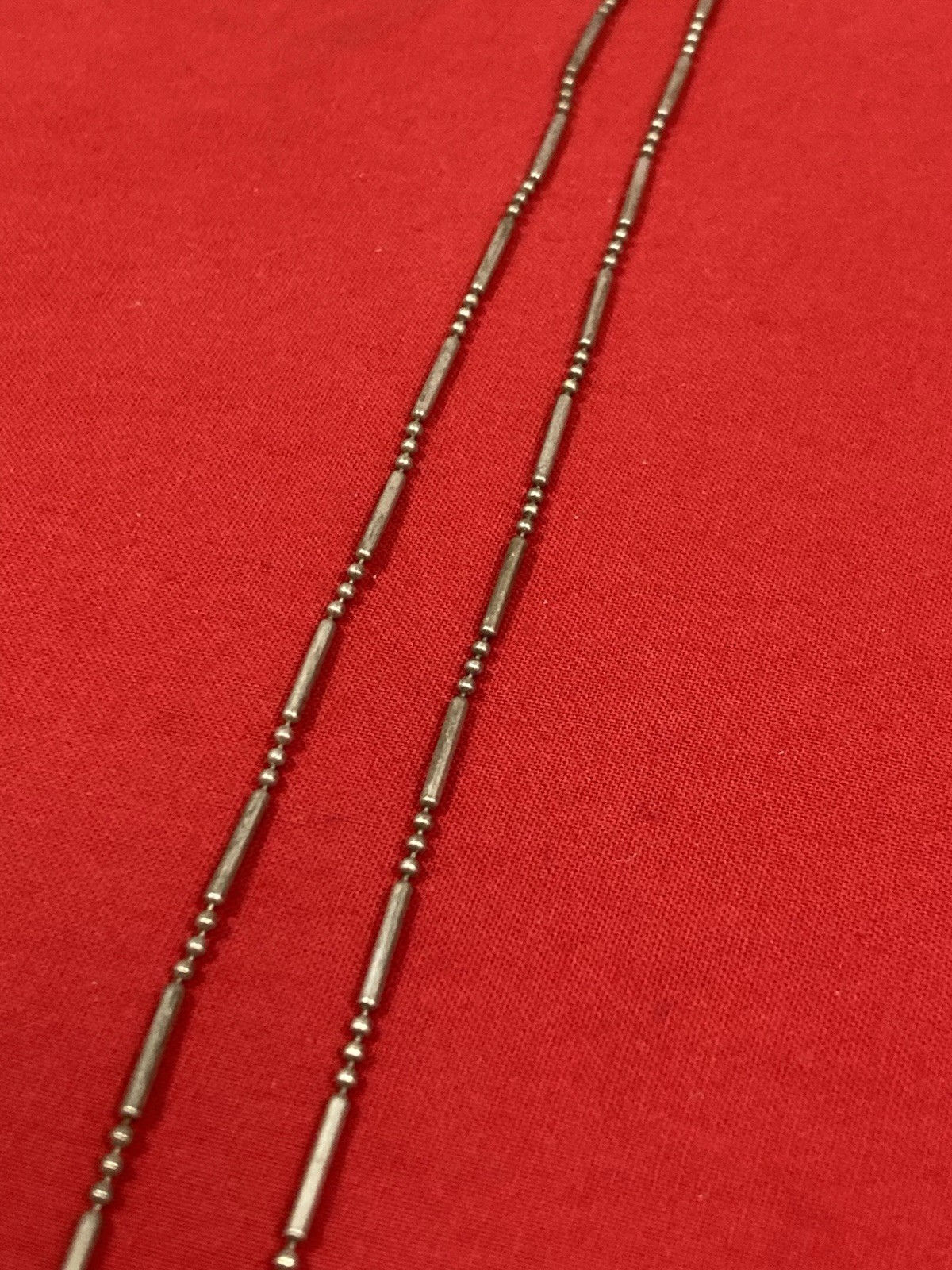 Vintage Signed 925 Sterling Silver Bead Ball Bar Rice Style Chain Necklace 24”