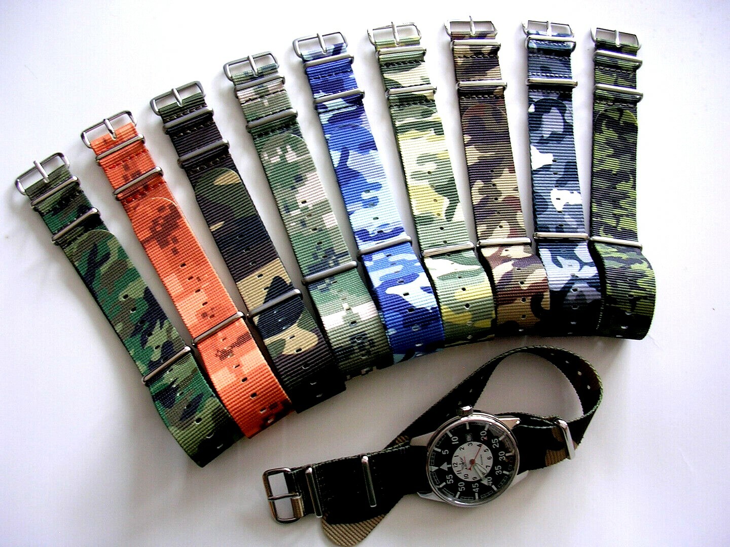NATO ® CAMO Ballistic nylon G10 watchband Military strap RAF stitched IW SUISSE