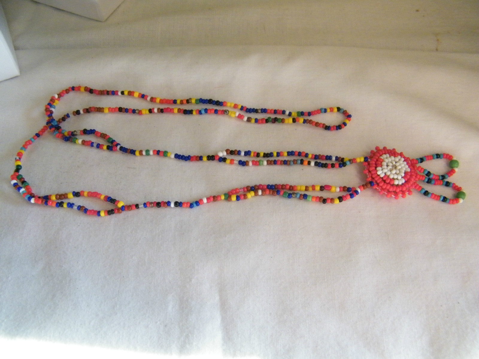 Beautiful NA Style Beaded Necklace Pendant Colorful 24 Inches Long NICE