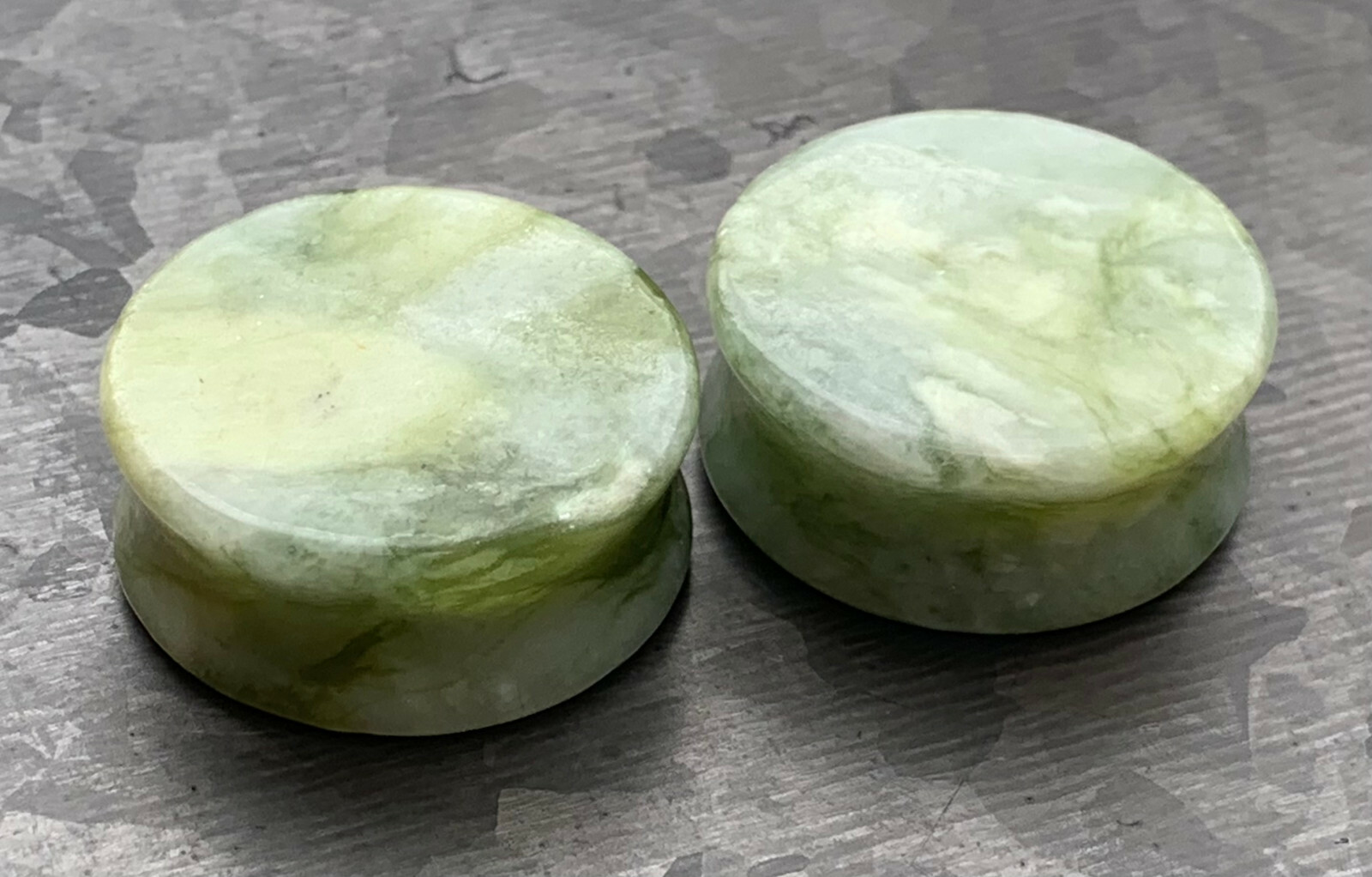 PAIR Natural South Jade Stone Double Flare Plugs Organic Gauges